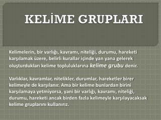 KELİME GRUPLARI