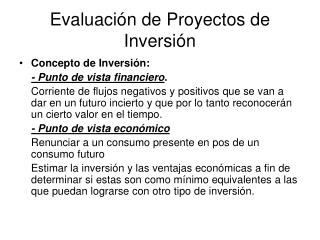 Evaluación de Proyectos de Inversión