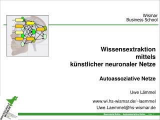 Wissensextraktion mittels künstlicher neuronaler Netze Autoassoziative Netze