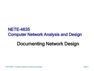 NETE-4635 Computer Network Analysis and Design