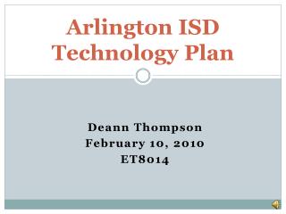 Arlington ISD Technology Plan