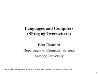 Languages and Compilers (SProg og Oversættere)