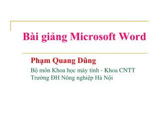 Bài giảng Microsoft Word