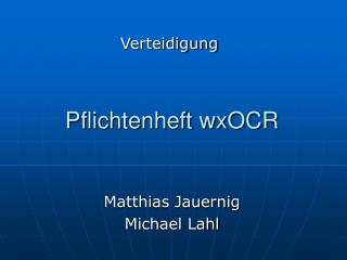 Pflichtenheft wxOCR