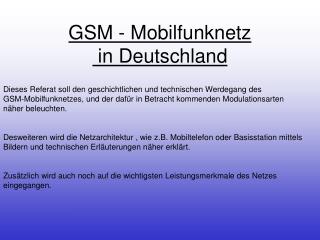 GSM - Mobilfunknetz in Deutschland