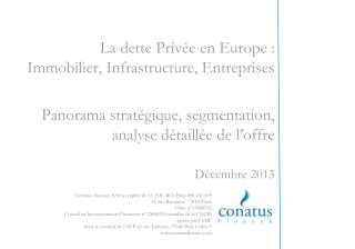 La dette Privée en Europe : Immobilier, Infrastructure, Entreprises