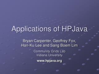 Applications of HPJava