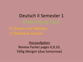 Deutsch II Semester 1