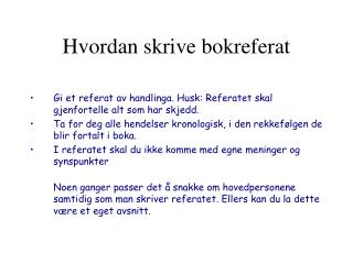 Hvordan skrive bokreferat