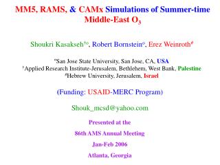 MM5, RAMS, &amp; CAMx Simulations of Summer-time Middle-East O 3