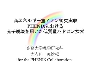高エネルギー重イオン衝突実験 PHENIX における 光子崩壊を用いた低質量ハドロン探索