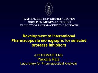 Development of International Pharmacopoeia monographs for selected protease inhibitors