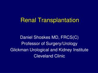 Renal Transplantation