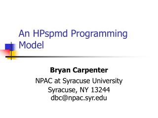 An HPspmd Programming Model