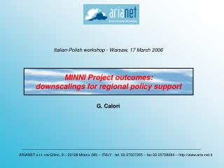 MINNI Project outcomes: downscalings for regional policy support