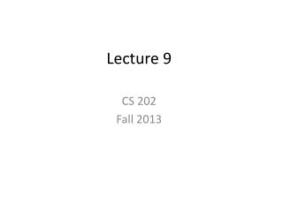 Lecture 9