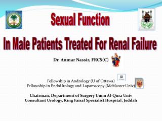 Dr. Anmar Nassir, FRCS(C) Fellowship in Andrology (U of Ottawa)