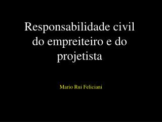 Responsabilidade civil do empreiteiro e do projetista