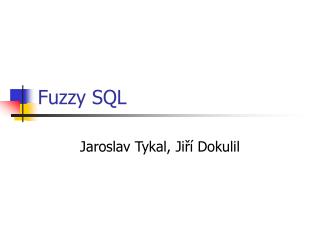 Fuzzy SQL