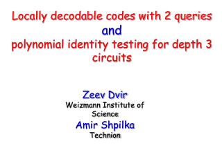 Locally decodable codes with 2 queries and polynomial identity testing for depth 3 circuits