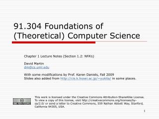 91.304 Foundations of (Theoretical) Computer Science