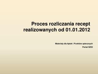 Proces rozliczania recept realizowanych od 01.01.2012