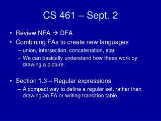 CS 461 – Sept. 2