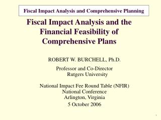 Fiscal Impact Analysis and the Financial Feasibility of Comprehensive Plans