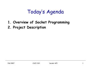 Today’s Agenda