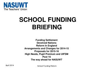 SCHOOL FUNDING BRIEFING