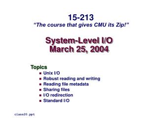 System-Level I/O March 25, 2004