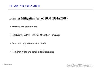 FEMA PROGRAMS II