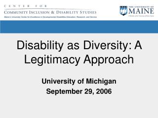 Disability as Diversity: A Legitimacy Approach