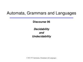 Automata, Grammars and Languages