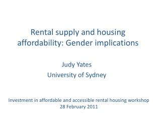 Rental supply and housing affordability: Gender implications