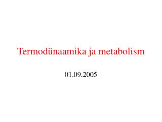 Termodünaamika ja metabolism