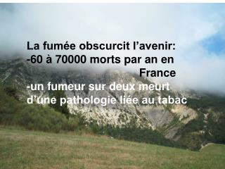 La fumée obscurcit l’avenir: -60 à 70000 morts par an en 						France  -un fumeur sur deux meurt