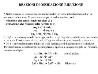 REAZIONI DI OSSIDAZIONE-RIDUZIONE