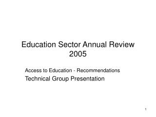 Education Sector Annual Review 2005