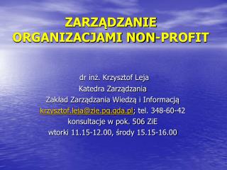 ZARZĄDZANIE ORGANIZACJAMI NON-PROFIT