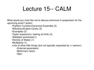 Lecture 15-- CALM