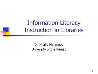 Information Literacy Instruction in Libraries