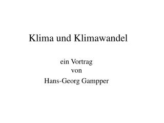 Klima und Klimawandel