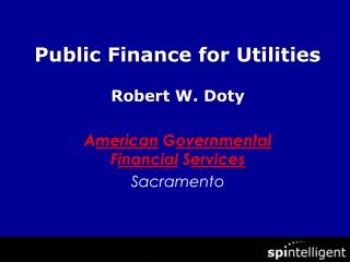 Public Finance for Utilities