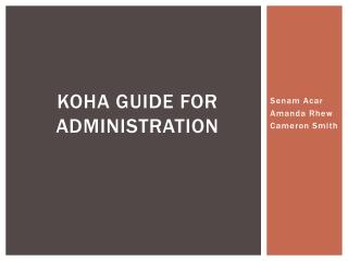 Koha Guide for administration