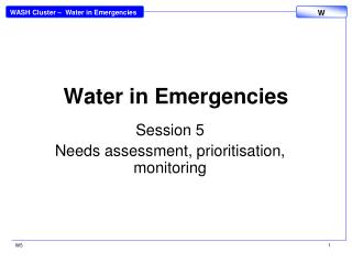 Water in Emergencies