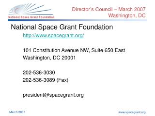 Director’s Council – March 2007 Washington, DC