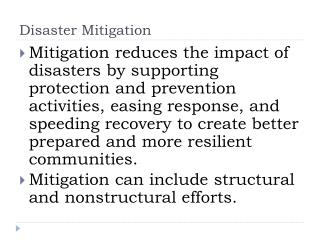 Disaster Mitigation