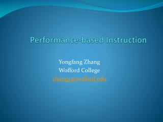 Performance-based Instruction