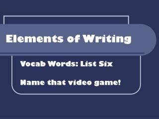 Elements of Writing